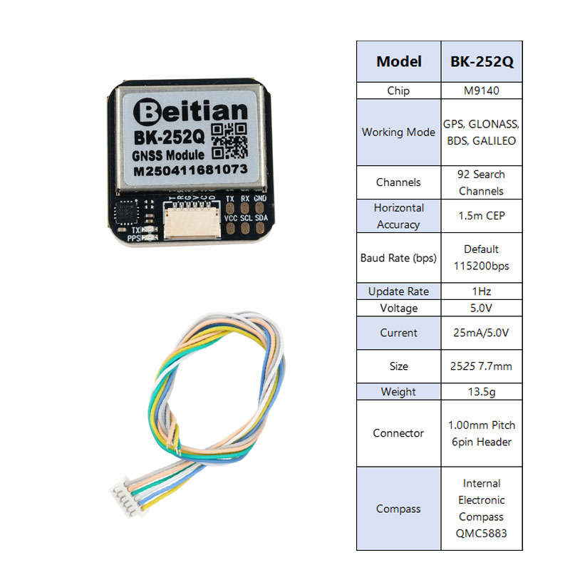 Drone Compass - Modul GPS GNSS Beitian BK-252Q dengan