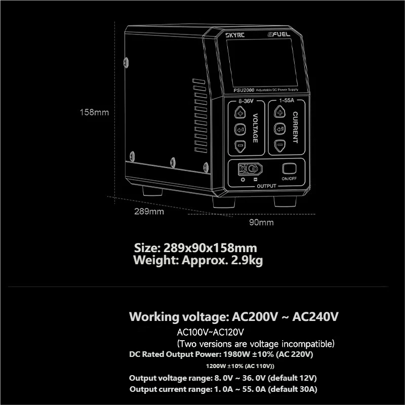 SKYRC PSU2000 1980W Catu Daya  - Drone Battery ulasan dan harga