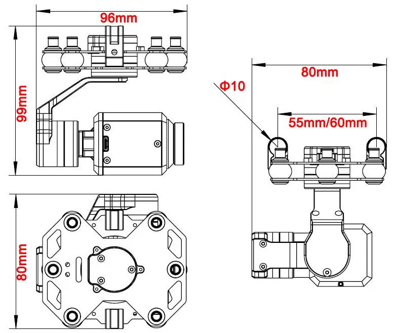 Gimbal 3-axis Tarot TL3T20 640 - Drone Camera ulasan dan harga